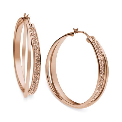 michael kors lock drop earrings rose golden|gold hoop earrings Michael Kors.